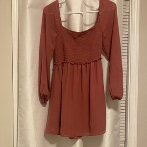 Forever 21 Rust Smocked Midi Dress